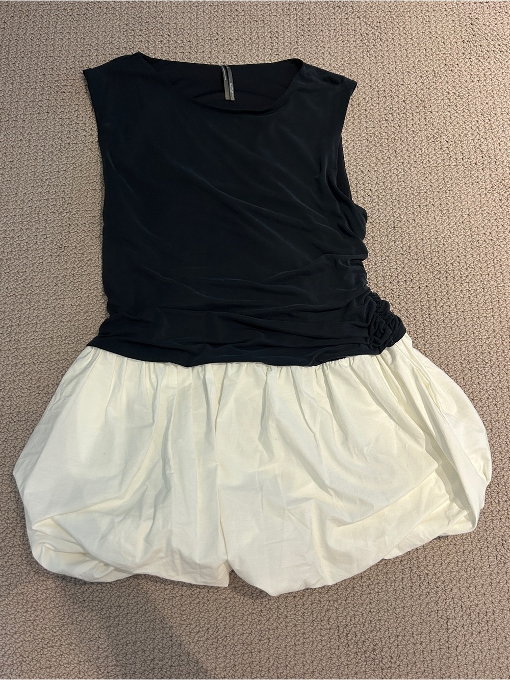 Anthropologie XL Black and White Sleeveless Bubble Dress - Two-Tone Chic